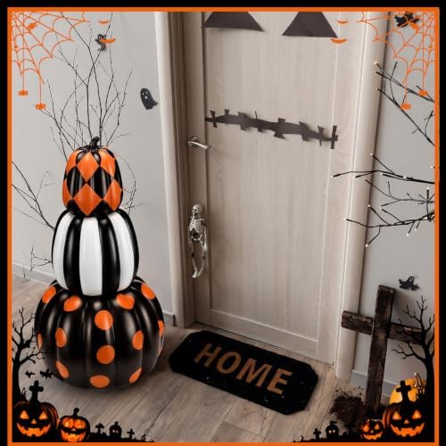 Wesiti 1 Pcs 21.3 Inch Large Fake Outdoor Stacked Pumpkins for Front Porch - Image 5