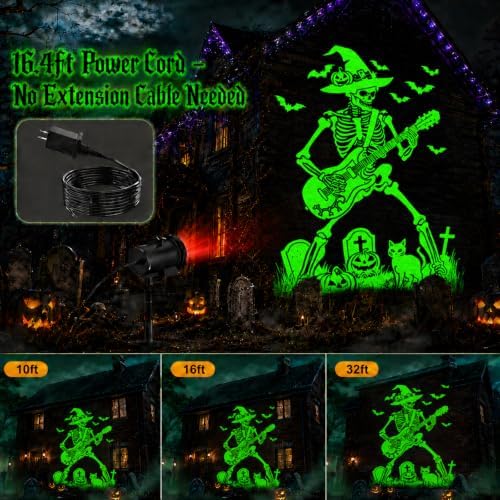 12 in 1 Halloween Projector Outdoor - 3D Dynamic Halloween Decorations,Clearer Skull/Spider/Pumpkin/Witch Cauldron HD Patterns,Holiday Lights for Window Garage Door Cover - Image 4