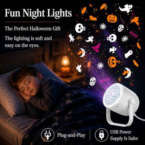 Halloween Projector Lights Outdoor/Indoor, Led Lights Projector for Halloween Decorations,USB-Powered Gifts, Holiday Projector for Halloween Party - Image 2