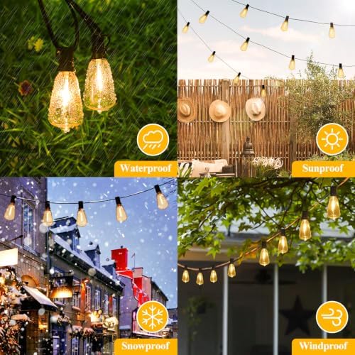 Brightever 25FT Outdoor String Lights 13 Bulbs, 2200K Amber Lights - Image 6