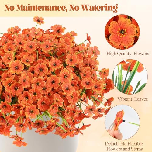 6 Bundles Artificial Mums Flowers for Outdoors, UV Resistant Fall Flowers - Image 4