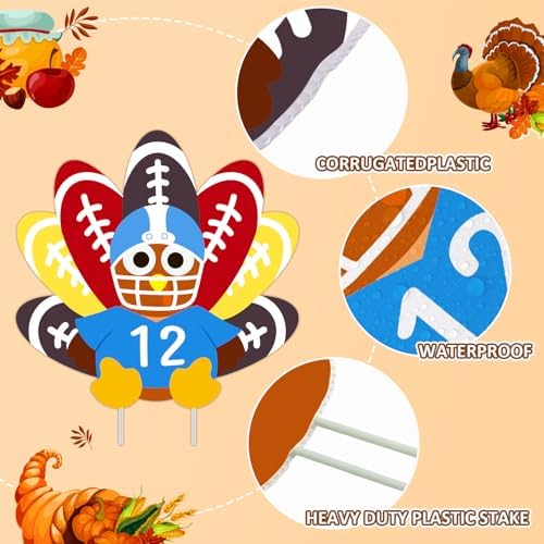 11 Pcs Thanksgiving Yard Signs Gobble Turkey Outdoor Lawn Decorations Blow Up Yard Turkey Outside Decoration Pumpkins Yard Stakes for Fall Party - Image 4
