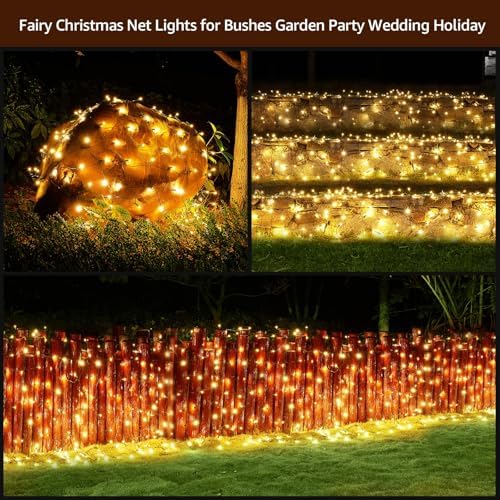 Led Christmas Net Lights Outdoor Christmas Decorations 120Led 6Ftx4Ft UL Certified Connectable Waterptoof Mesh Net Lights for Trees Bushes Shrubs Garden Outdoor Christmas Decorations(Warmwhite) - Image 5