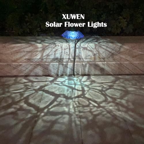 Solar Lights Outdoor Waterproof Solar Flower Light with Crackle Globe Glass - Image 2