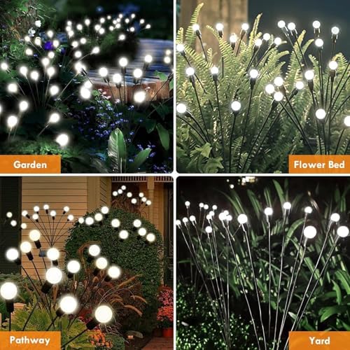 Solar Garden Lights Outdoor 8 Pack 64 LED Solar Firefly Lights Cool White - Image 7