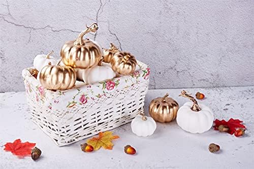 Artmag 16 Pcs Assorted Fall Artificial Pumpkins Harvest White Faux Pumpkins and Gold Plating Pumpkins for Halloween Fall Thanksgiving Decorating Displaying - Image 3