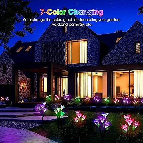 SOLARBABY Solar Lights Outdoor - Lily Flower Solar Garden Lights, 4 Pack Lights Outdoor Waterproof Multicolor Changing LED Flower with Bigger Lily for Patio Yard Pathway Balcony Outdoor Décor - Image 5