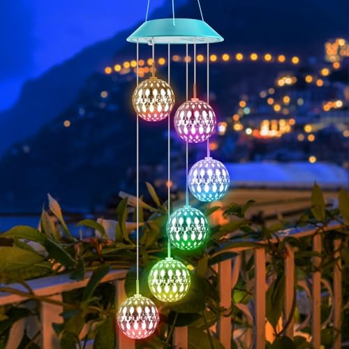 Solar Wind Chimes Outdoor,Color Changing Moroccan Ball Gift for Mom Grandma by Zeiliuled