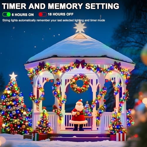 328 FT Christmas Light 1000 LED Xmas Lights Outdoor Christams String Lights Waterproof 8 Modes & Timer, Fairy Lights Plug in for Weeding, Patio, Party, Holiday,Christmas Decor (Multicolor) - Image 3