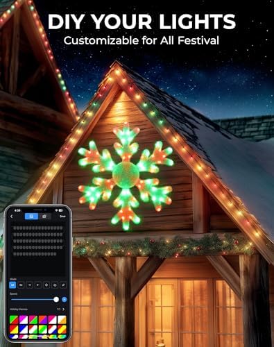 32" Smart Snowflake Christmas Lights Outdoor 2 Pack – APP Control, DIY Color Changing, 100+ Effects, Music Sync, Group Control, Plug In Large Foldable Waterproof LED Holiday Decor for Window Wall Yard - Image 2