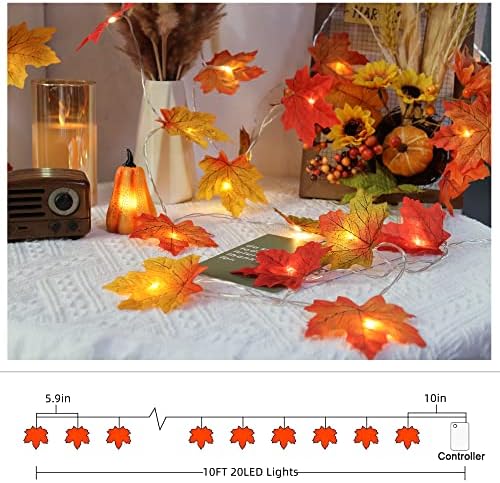 Runleo Fall Decor Maple Leaf Lights 10 ft 20 LED String Lights - Image 4