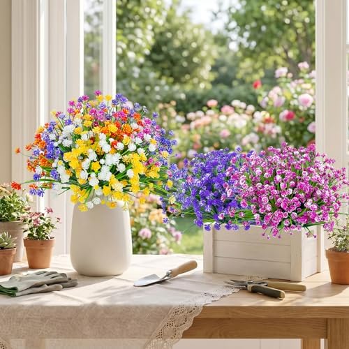 Ouddy Decor 24 Bundles Artificial Flowers for Outdoors Decor, Mixed Color - Image 4