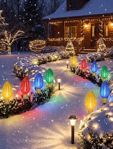 7Ft Christmas Pathway Lights Outdoor with 4 C9 LED Clear Multicolor Bulbs - Image 6