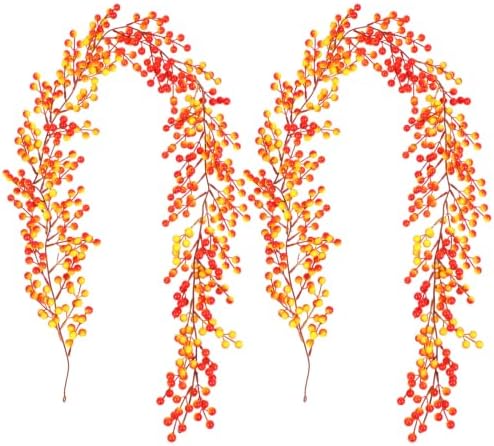 Thiccywoov 2 Pack 6 ft Fall Berry Garland Artificial Autumn Orange Vine by Jgiusenfg