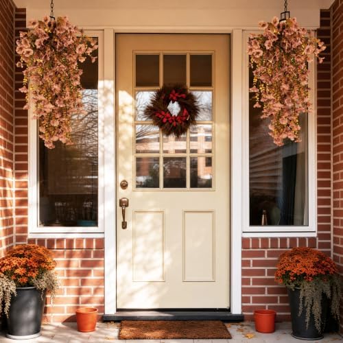 6 Pcs Fall Artificial Hanging Flowers for Outdoors, 30 Inch Brown Morning Glory Vines UV Resistant Fake Hanging Plants Silk Hanging Flowers for Garden Porch Patio Window Box Farmhouse Decor - Image 3