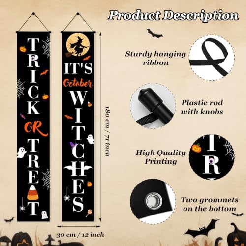 Halloween Door Banners Outdoor Halloween Decorations Witches Porch Decor - Image 3