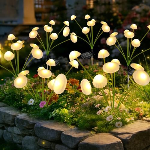 Solar Garden Lights Outdoor, 6Pack Solar Lights Garden Decor, Swaying Mushroom Lights Waterproof for Yard, Patio,Pathway Decoration,Gifts for Women,Mom(Warm White) by Unknown