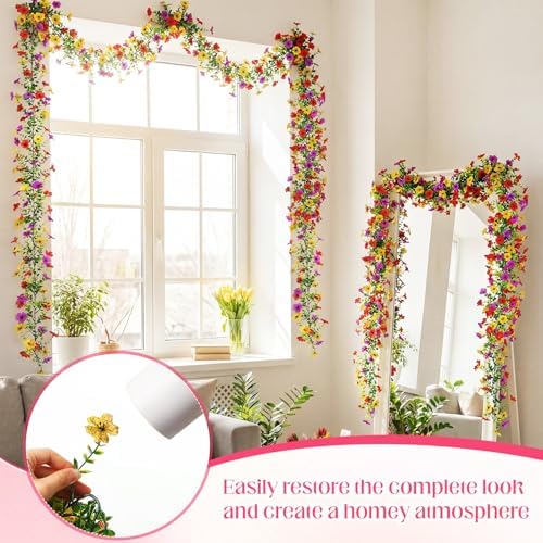 2 Pcs 6 ft Artificial Flowers Wisteria Garland, Multicolor - Image 6