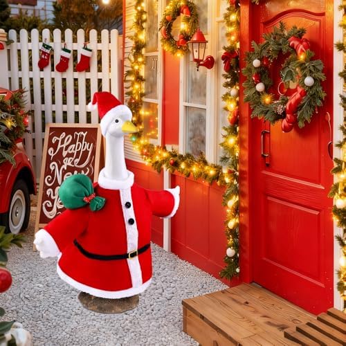 Celltestria Christmas Goose Outfits Santa Claus Goose Clothes Cute Xmas Winter Lawn Porch Goose Costume for 23" Geese Outdoor Patio Yard Lawn Garden Decoration - Image 6