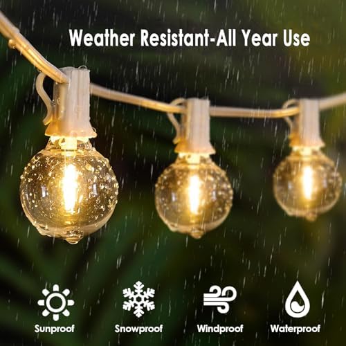 White Outdoor String Lights 100FT Patio Lights with 52 G40 Edison Bulbs - Image 5