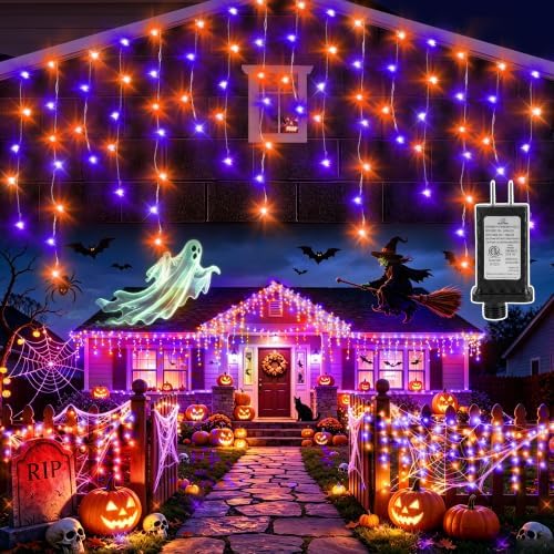 KNONEW 33FT 400 LED Orange Purple Halloween Lights Outdoor Decor Plug in by KNONEW