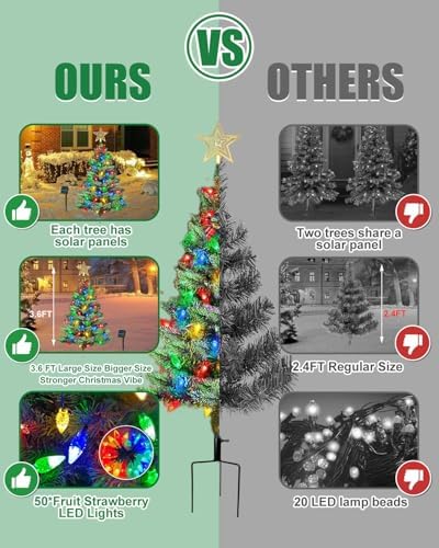 2 Pack Solar Christmas Trees Outdoor 100 LED Multicolor C6 Lights - Image 5