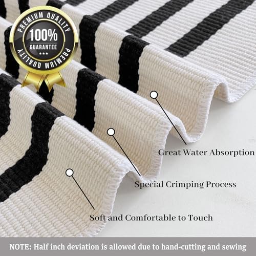 KILOCOCO Beige Striped Rug 5x7 Area Rugs for Living Room Washable Porch Rug - Image 3