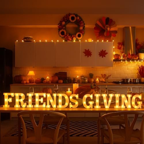 Honoson 13 Pcs Friendsgiving Party Decorations Friendsgiving Lights up Sign - Image 3