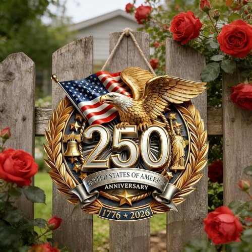 American Eagle Door Hanger Decor 250 Years Anniversary Door Wreath 1776-2026 250th Anniversary 4th of July Patriotic Double-Layer Wooden Hanging Sign for Home Front Door Porch Outdoor Decor - Image 7