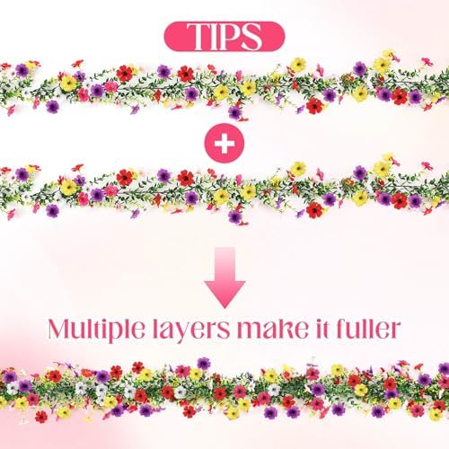 2 Pcs 6 ft Artificial Flowers Wisteria Garland, Multicolor - Image 4