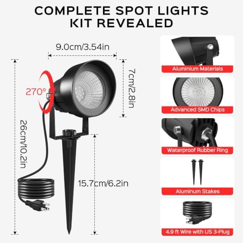 T-SUN Spot Lights Outdoor, Red Landscape Spotlights for Patio Party 2 Pack - Image 3