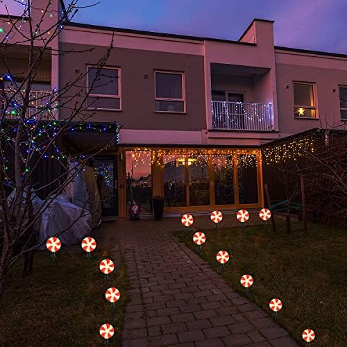 Outdoor Lollipop Christmas Pathway String Lights, 7 Feet C9 Christmas Yard Candy Shape Decorations Driveway Markers Stake Lights, Connectable Garden Markers Light for Outdoor Walkway Decor - Image 6