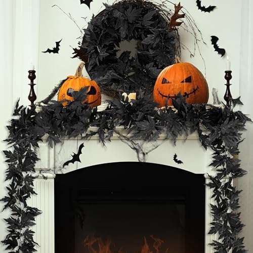4Pack 23.6FT Black Maple Leaf Fall Garland for Halloween Thanksgiving Decor - Image 6