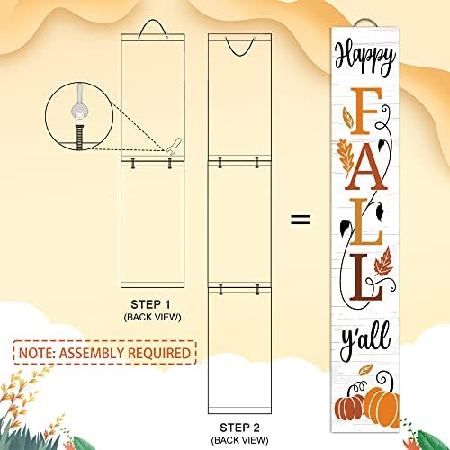 Happy Fall Y'all Wooden Porch Sign 47" Thanksgiving Large Welcome Porch Sign for Pumpkin Sign Autumn Home Front Door Yard Party Decor - Image 3
