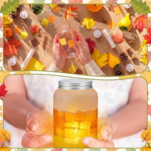Qinyoung 12 Pcs Fall Crafts Candy Corn Mason Jar Crafts with LED Light - Image 5
