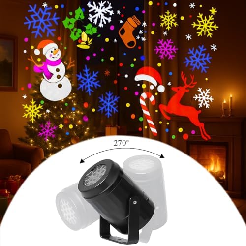 Christmas Projector Lights Outdoor Indoor,Christmas LED Lights Projector with Christmas Decorative Patterns for Indoor Outdoor Window, Ground, Roof, Wall, Holiday Projector for Xmas - Image 2