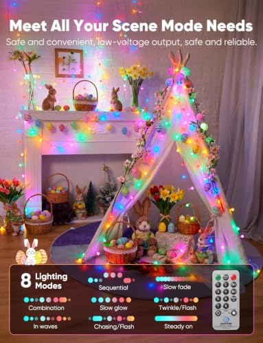 Minetom Pastel Globe Lights, 33 Feet 100 Led Easter String Lights Plug in - Image 3