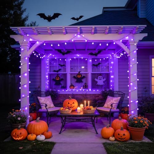 JMEXSUSS 100 LED Purple Globe String Lights Battery Operated with 8 Modes - Image 6