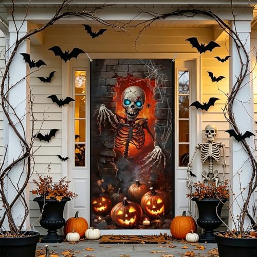 35.4" x 70.8" Halloween Door Cover, Haunted House Front Door Decor - Image 7