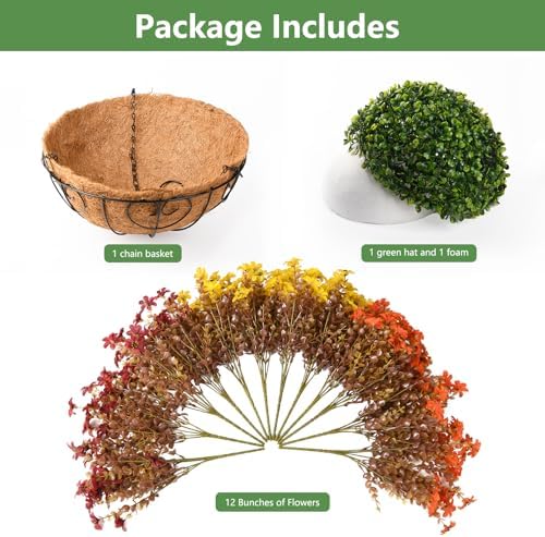 INQCMY Artificial Flowers for Outdoors Fall Hanging Baskets UV Resistant - Image 3