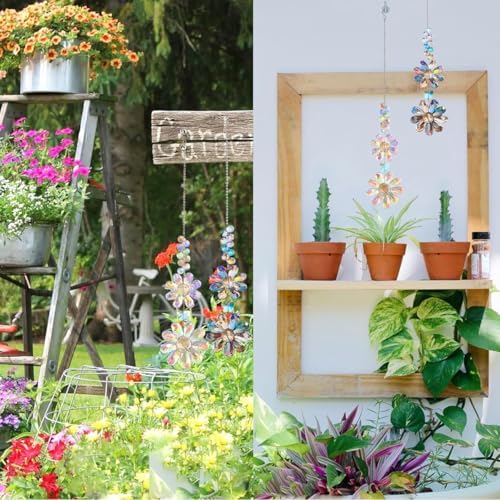 2 PCS Crystal Flower Sun Catcher Prisms Colorful Suncatcher Hanging Ornament Crystals Sunflower Rainbow Maker Suncatchers for Windows Hanging Indoor Outdoor Balcony Aesthetic Home Patio Garden Decor - Image 4