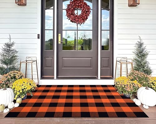 Halloween Outdoor Rug 3x5ft Orange and Black Fall Front Porch Rug - Image 7