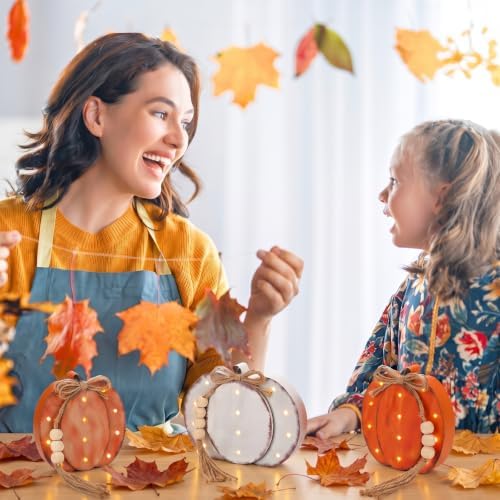 Cinnvoice 3 Pcs Lighted Fall Pumpkin Decor, LED Fall Decorations for Home - Image 5