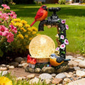 TERESA'S COLLECTIONS Cardinal Garden Decor and Solar Light Glass Ball 6" by TERESASCOLLECTIONS