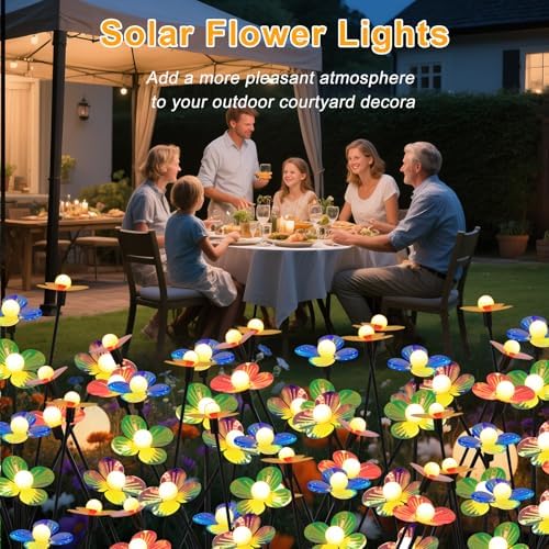 Solar Flower Lights Outdoor Waterproof 6 Pack of 6 LEDs Garden Solar Firefly Lights Decorative for Garden, Yard, Backyard - Image 4
