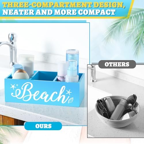 CroBlissful Beach Basket Blue Summer Beach Poolside Sunscreen Storage - Image 4