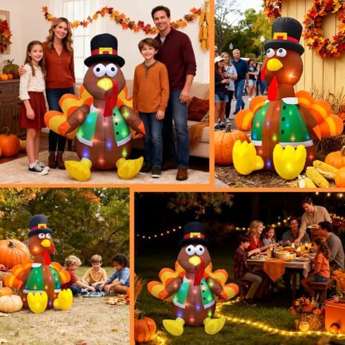 Evoio Thanksgiving 4 FT Inflatable Blow up Turkey Outdoor Yard Decorations - Image 2