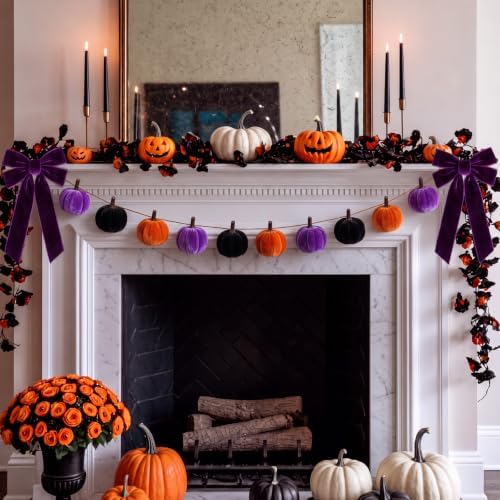 Mindsoft 8.2 ft Pumpkin Garland Halloween Color Velvet - Image 6