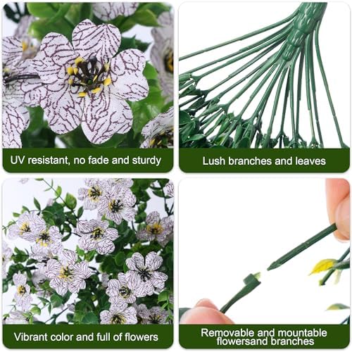 INSPRING Artificial Faux Outdoor Outside Flowers Plants, 2 PCS Fake Silk UV Resistant Look Real White Daisy Trailing Vines for Front Door Porch Planter Urn Patio Balcony Decoration - Image 3