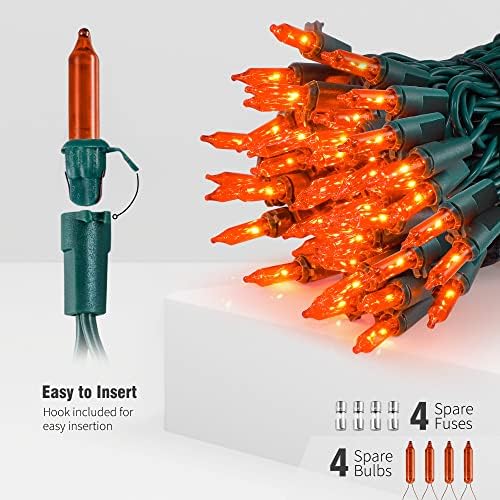 Hopolon Mini Orange Halloween Lights, 2PACK Total 100Count 26FT,Green Wire - Image 2